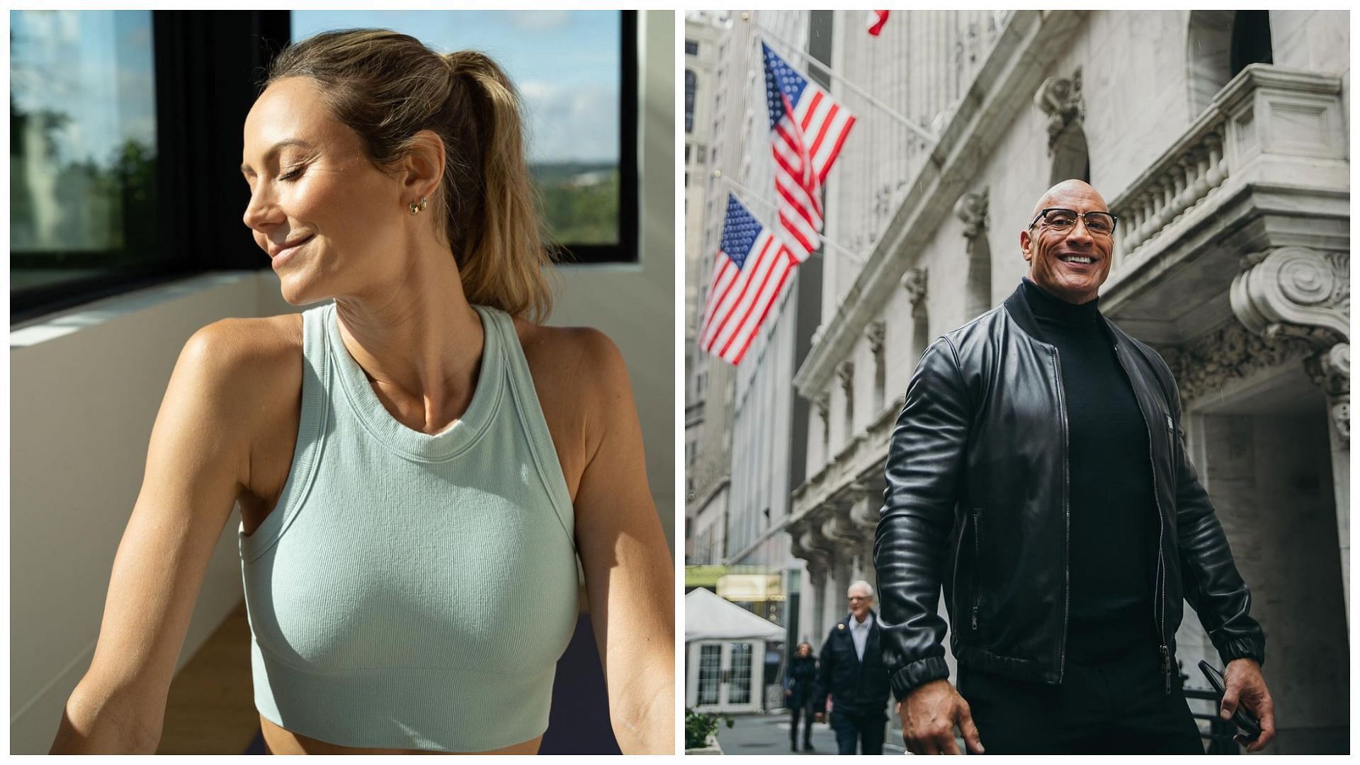 Stacy Keibler (left) and The Rock (right).