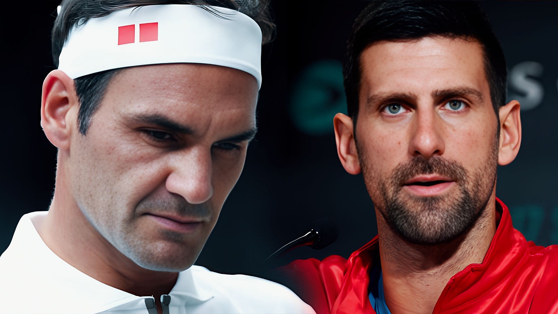 Roger Federer (L) and Novak Djokovic (R)