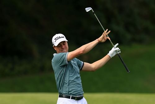 Justin Thomas reacts during the Genesis Invitational, Round Two