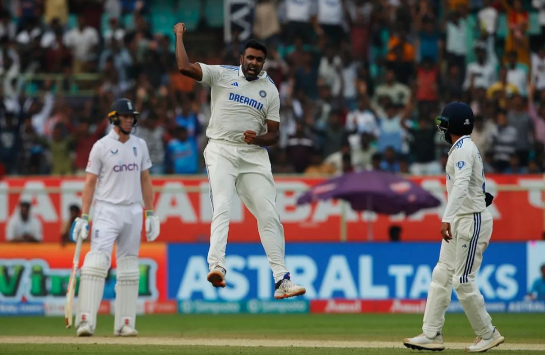 Ravichandran Ashwin in jubilation after a wicket