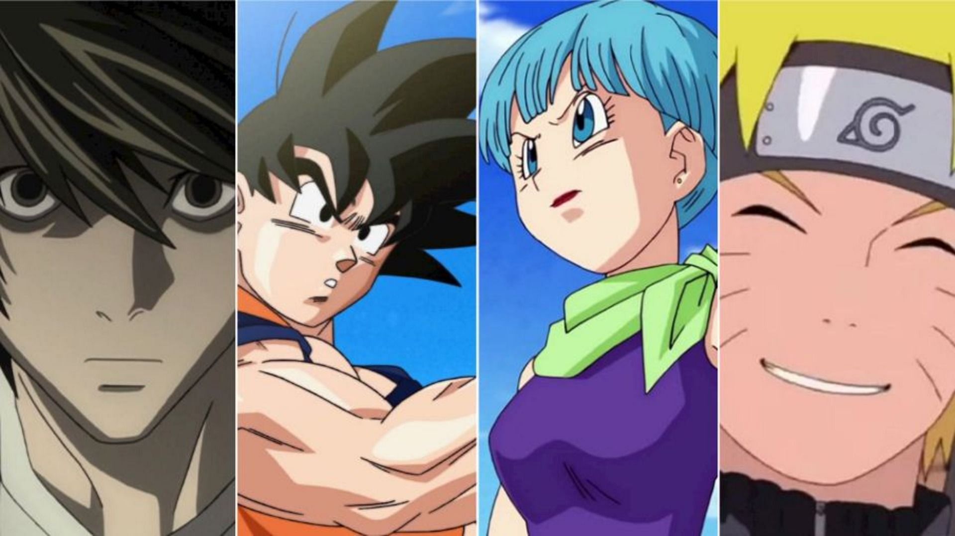 L, Son Goku, Bulma Briefs and Naruto Uzumaki (Image via Sportskeeda)