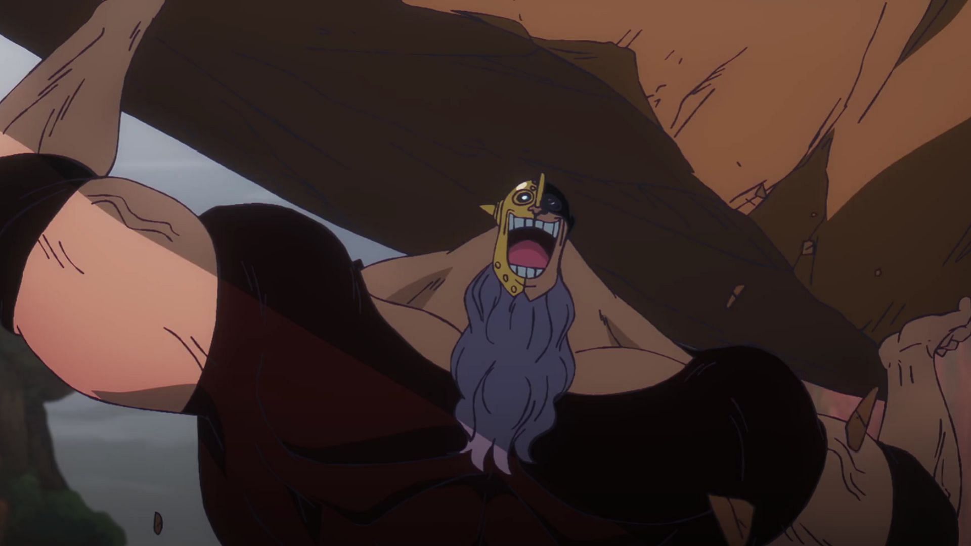 Burgess lifts a mountain in One Piece episode 1093 (Image via Toei)