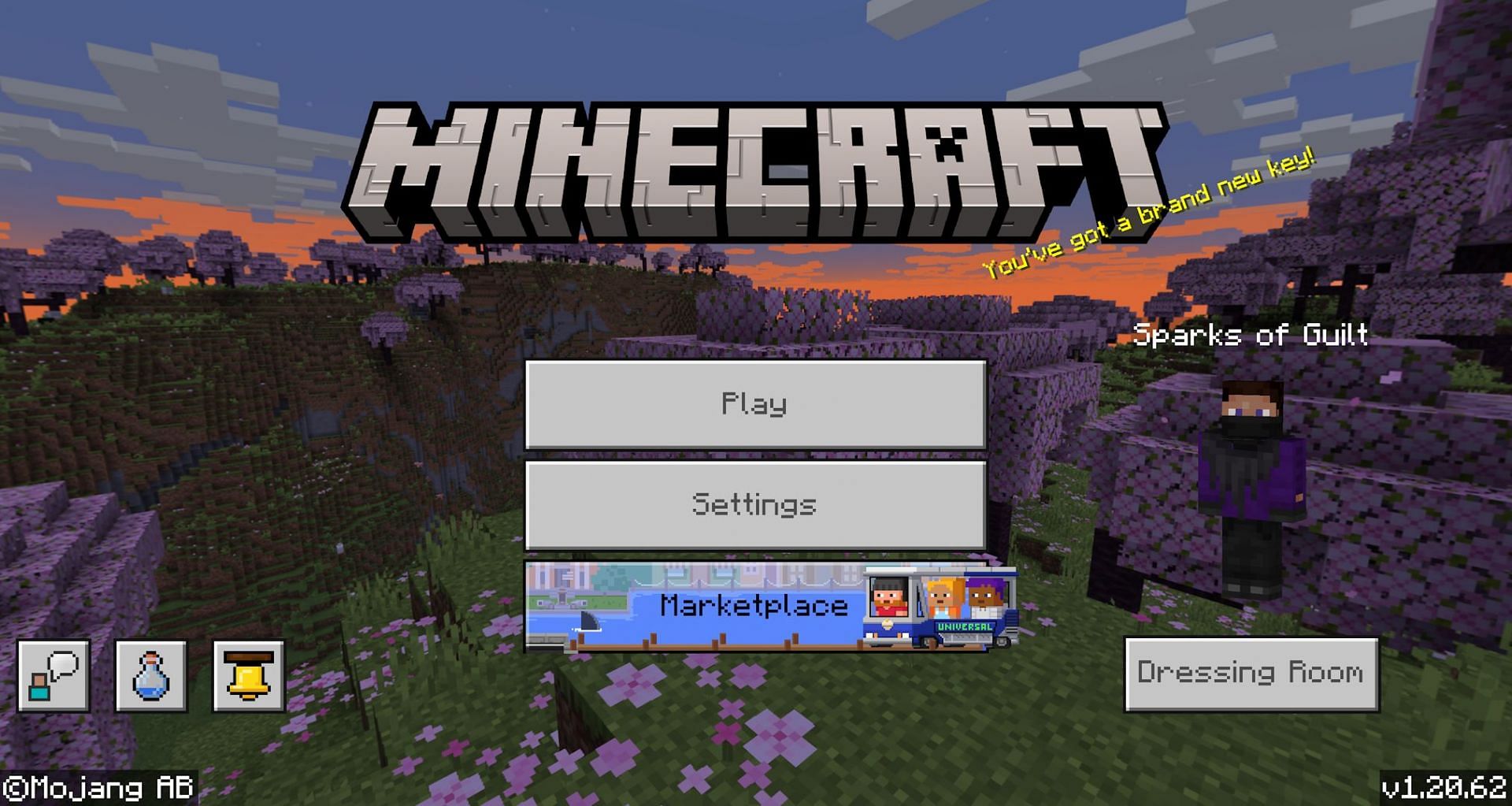 The game&#039;s home screen and current version number (Image via Mojang)