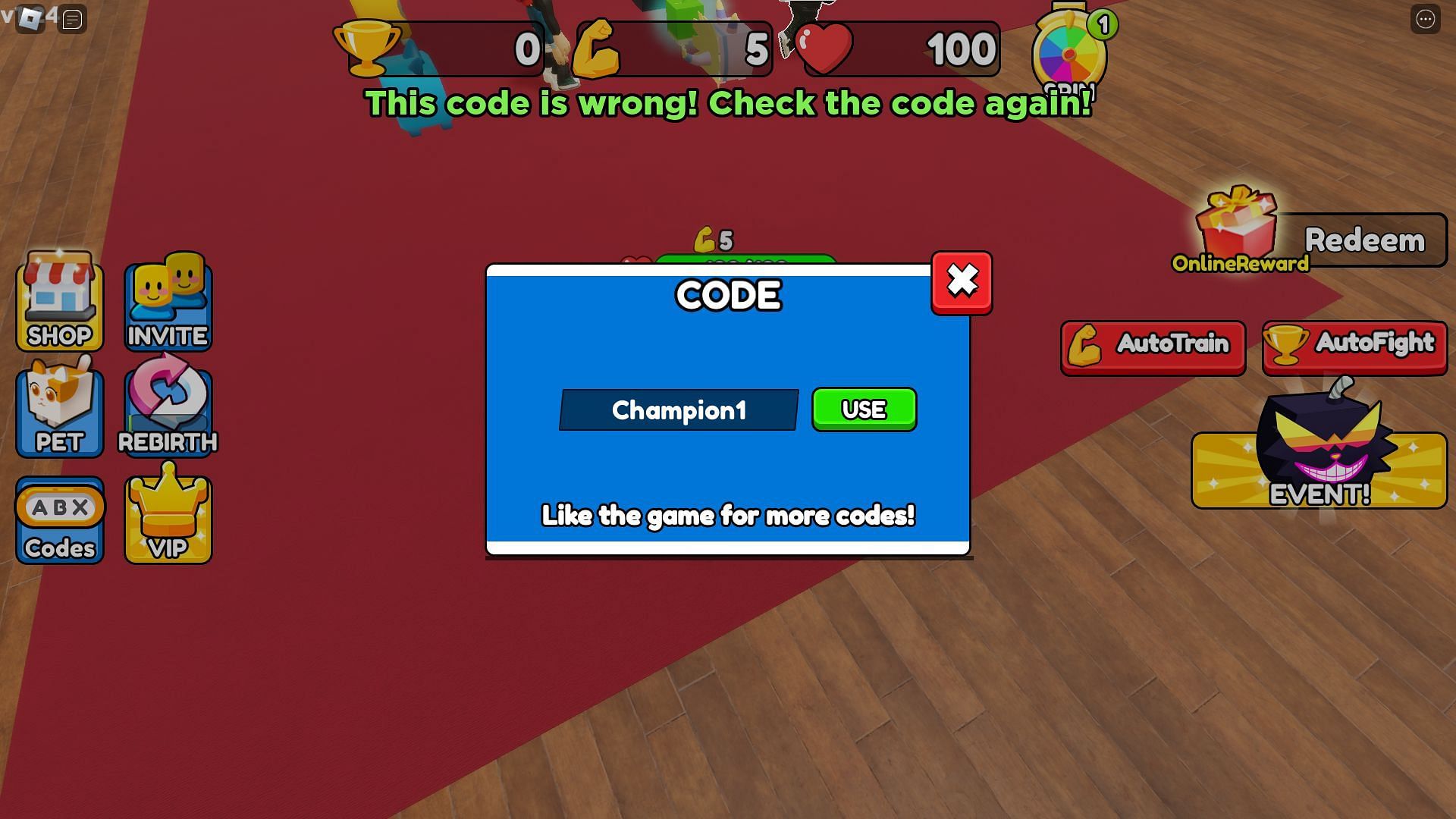 Troubleshooting codes for Boxing Star Simulator (Image via Roblox)