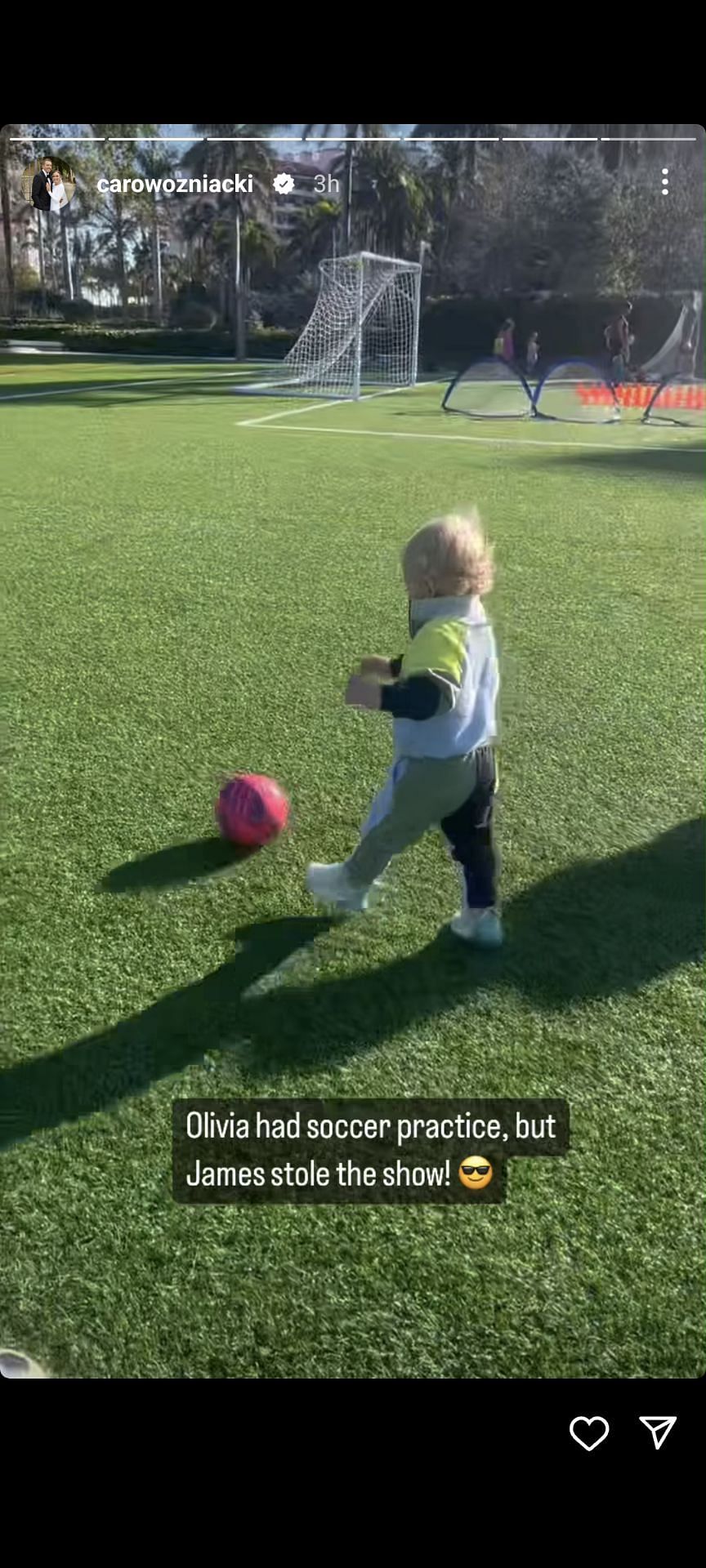 Wozniacki&#039;s son James tries his hand at soccer