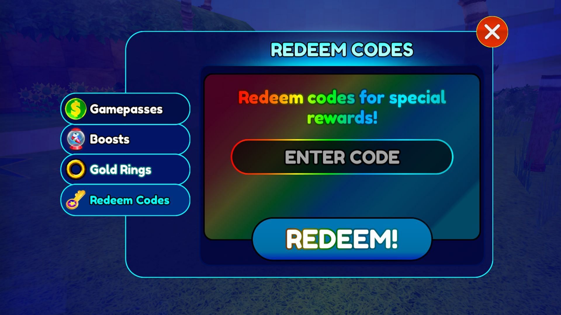Code box in Sonic Speed Simulator (Roblox||Sportskeeda)