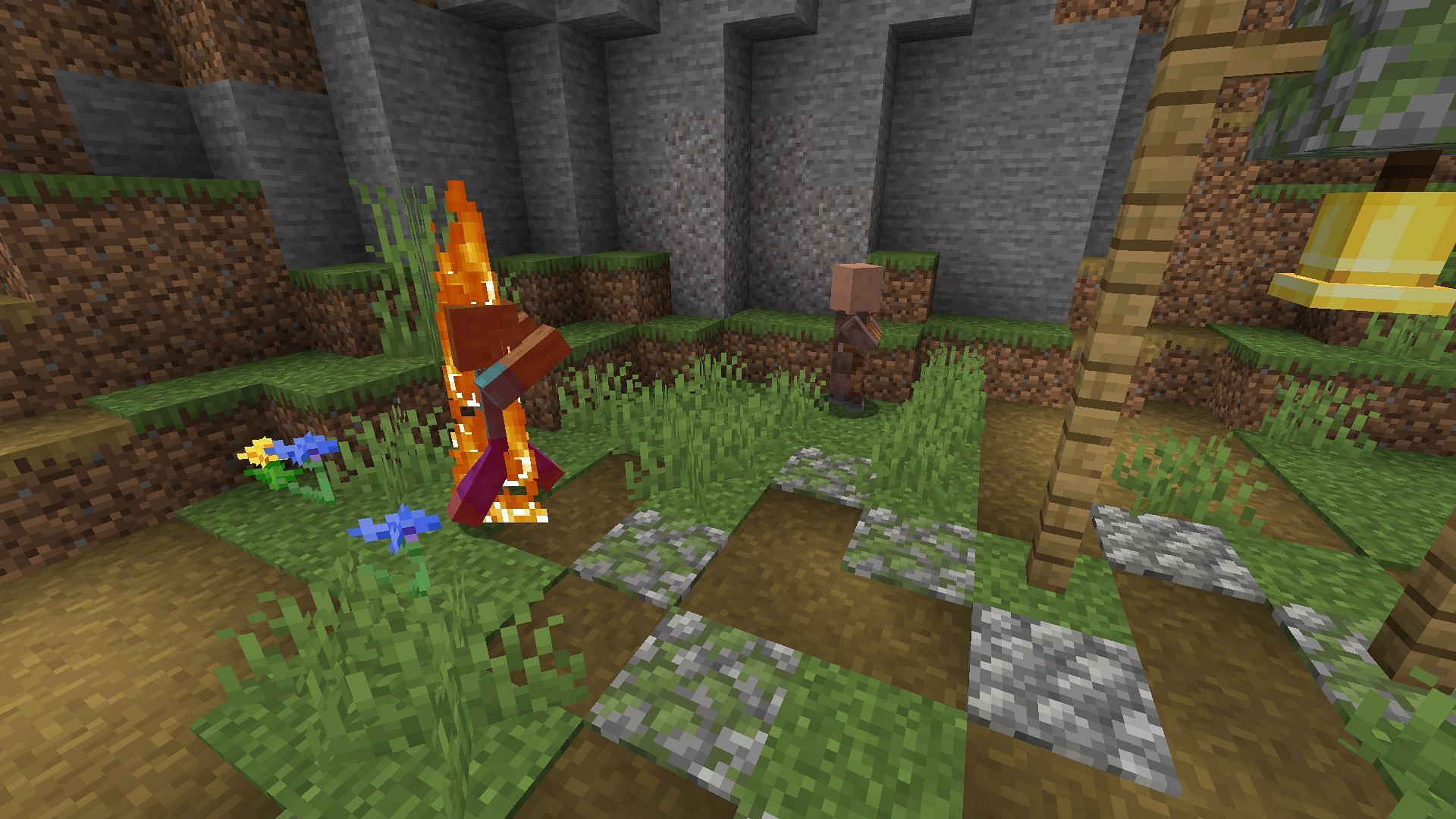 A villager running away from a zombie (Image via Mojang)