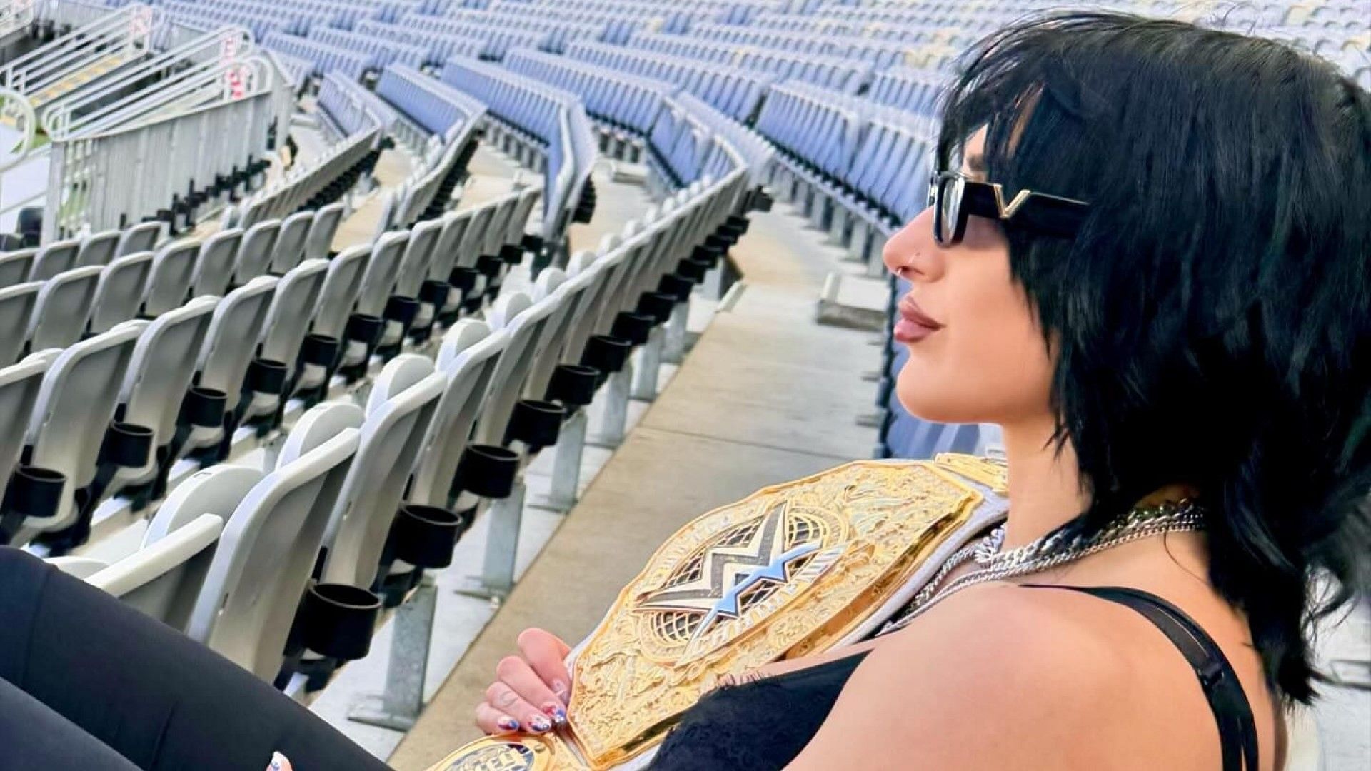 Rhea Ripley looks on from Optus Stadium ahead of WWE Elimination Chamber