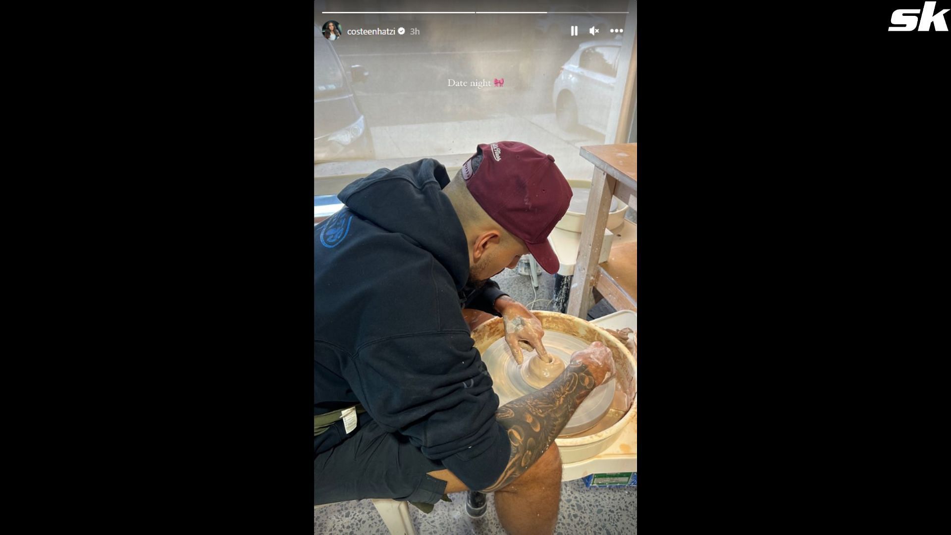 Costeen Hatzi captures Nick Kyrgios engrossed doing pottery during their date night