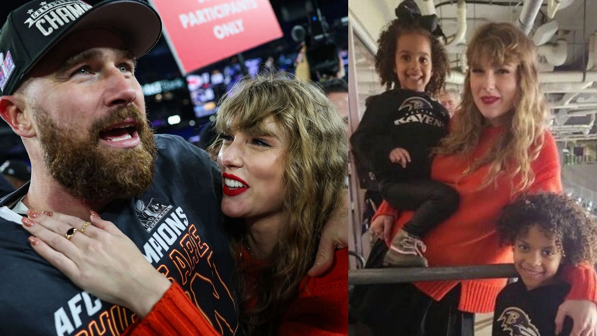 Taylor Swift poses for a photo with two young fans in Baltimore