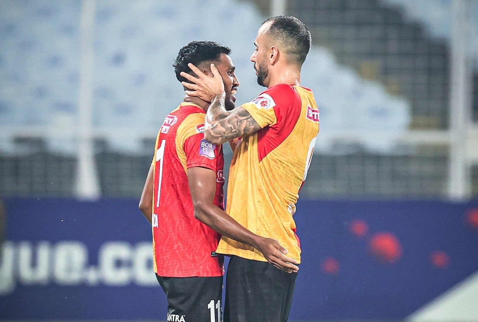 Nandhakumar Sekar celebrating his goal against Chennaiyin FC.