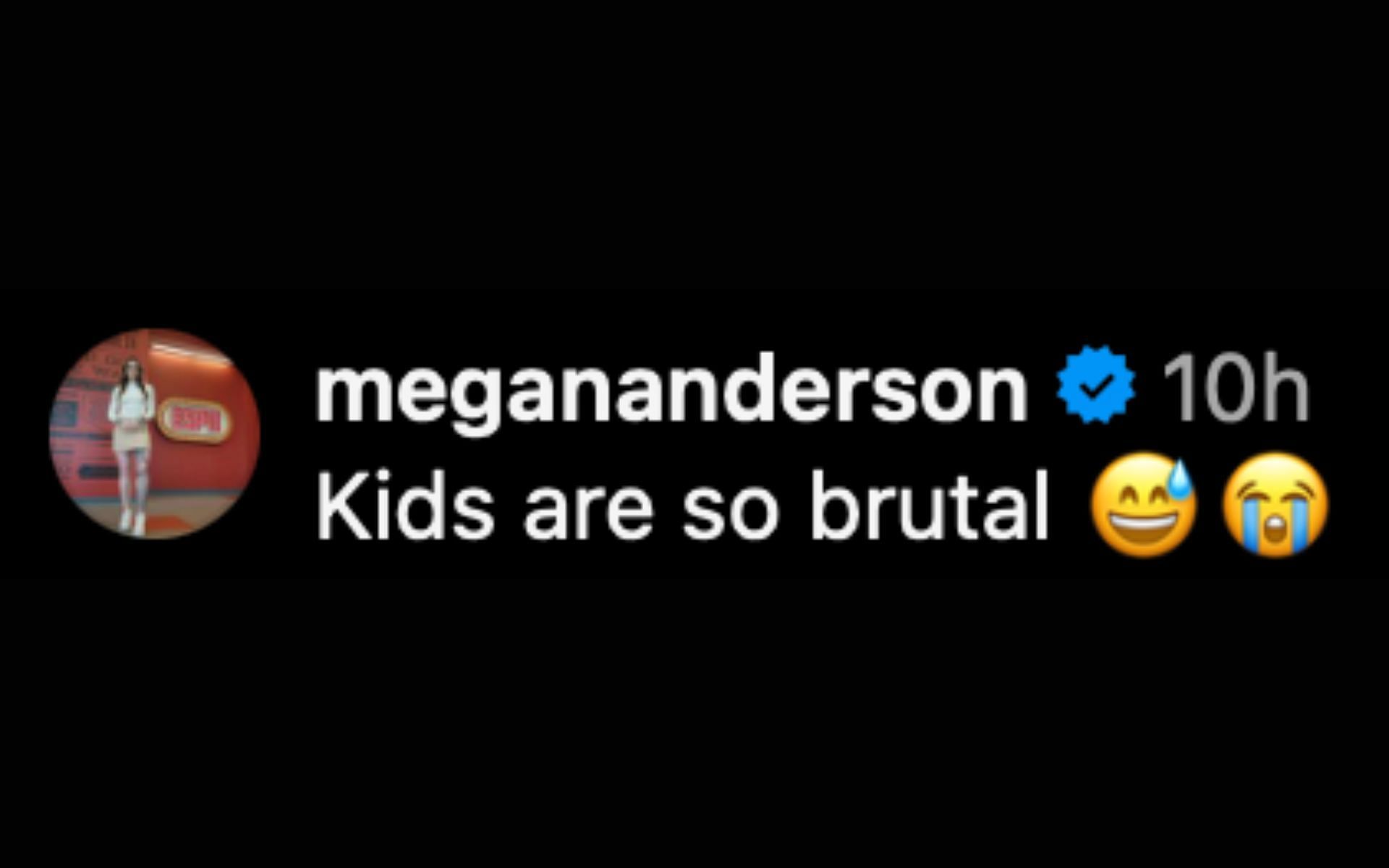 Megan Anderson&#039;s comment on Alexander Volkanovski&#039;s anecdote on Instagram. [via Instagram @megananderson]