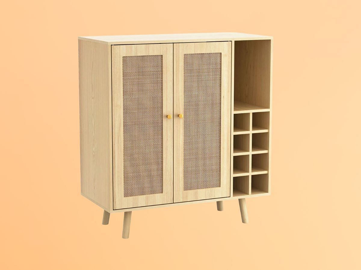 Loft &amp; Luv Coda Bar Cabinets Natural (Image via Target)
