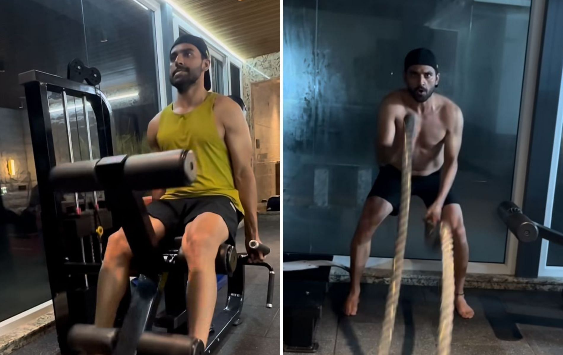 Deepak Chahar sweating it out in the gym. 