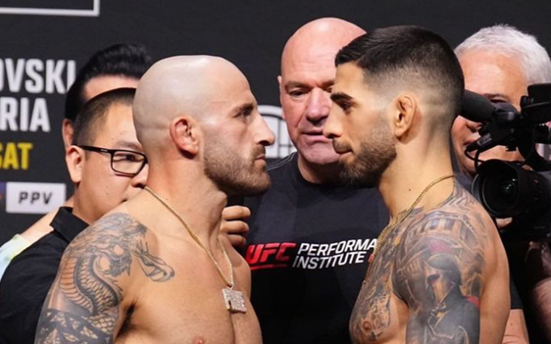 Alexander Volkanovski (left) attempts the sixth defense of his 145-pound title against Ilia Topuria tonight (right) [Image Courtesy: @ufc Instagram]