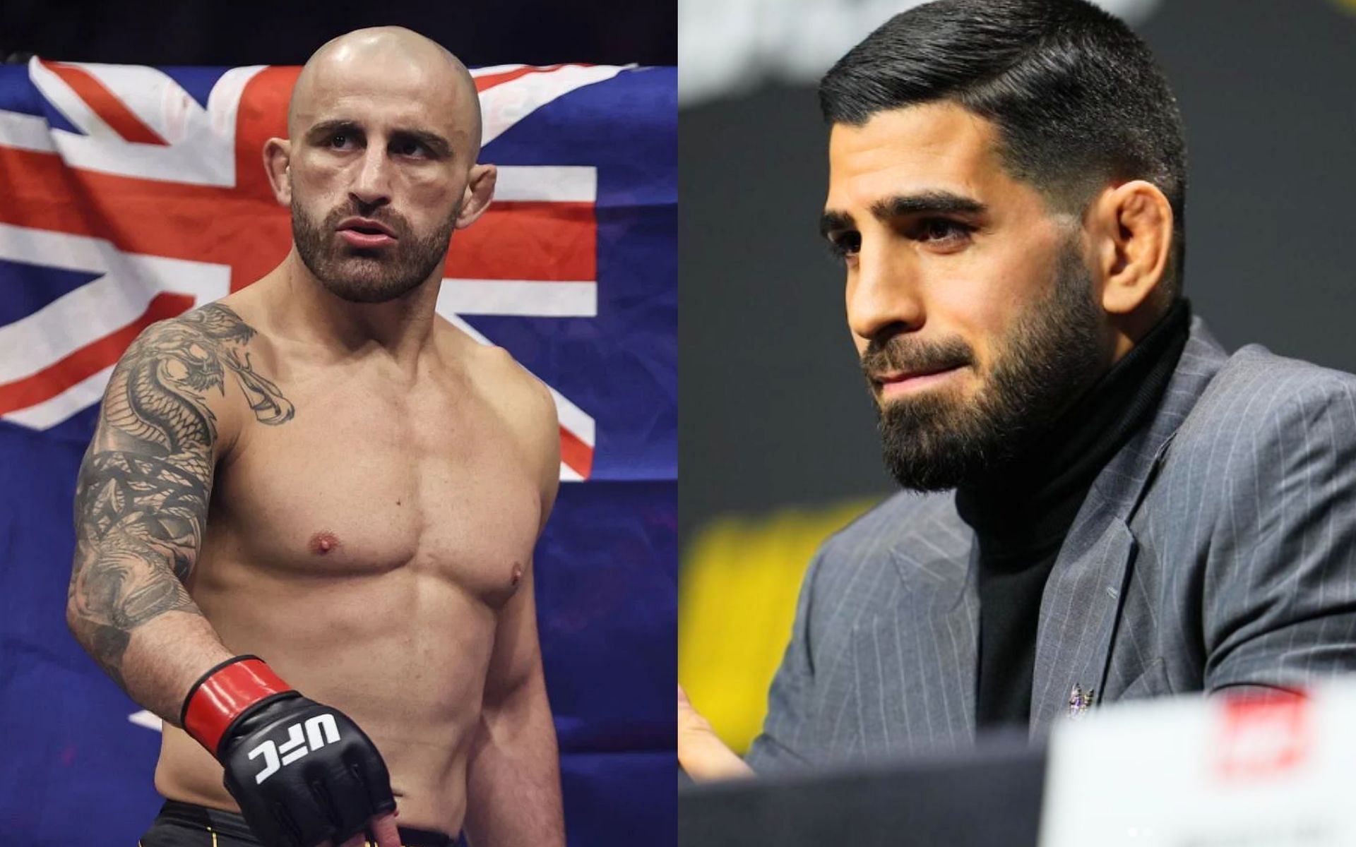 Ilia Topuria (right) reaffirms why Alexander Volkanovski (left) will be his easiest opponent to date [Images Courtesy: @GettyImages and @iliatopuria on Instagram[