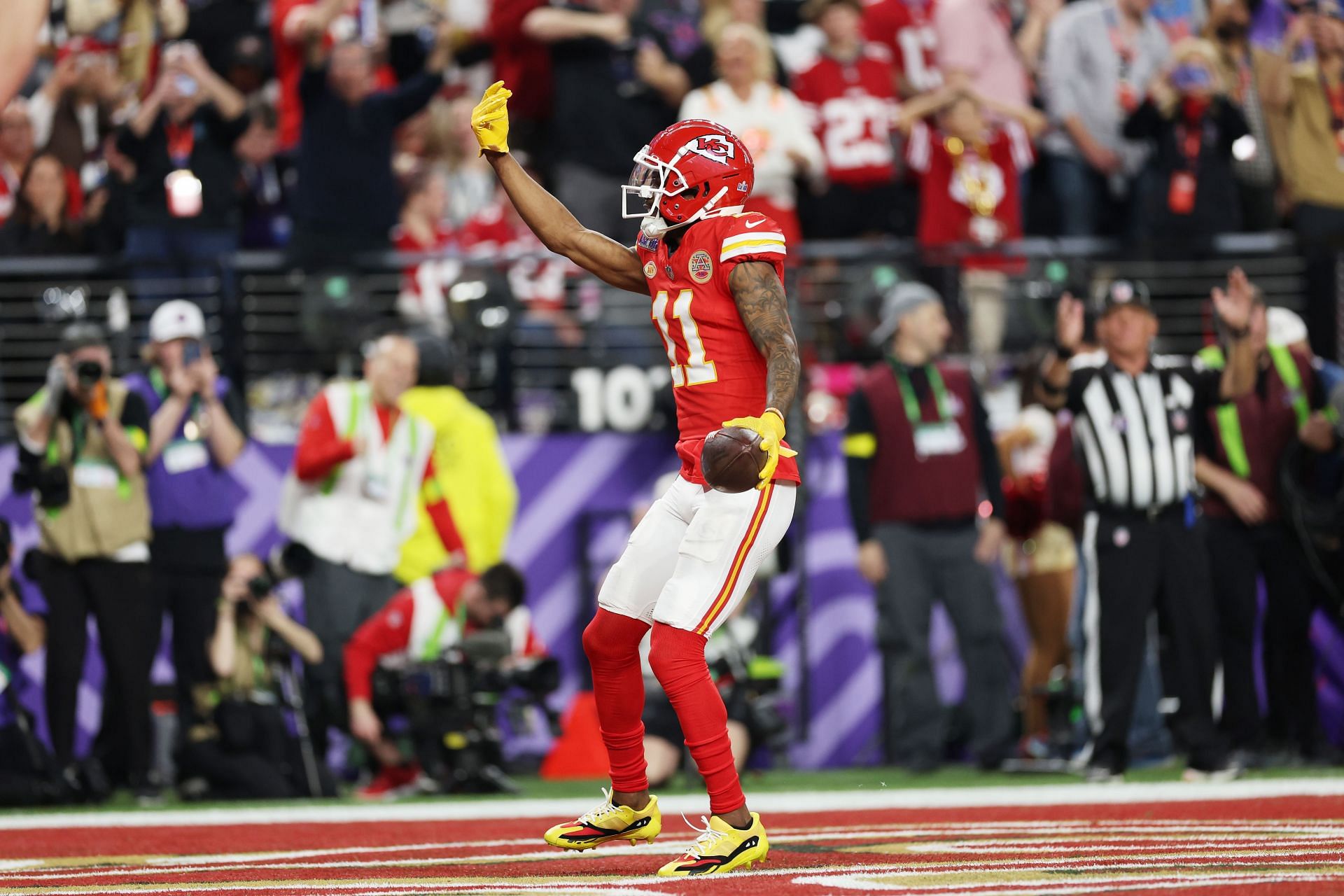 Marquez Valdes-Scantling during Super Bowl LVIII - San Francisco 49ers v Kansas City Chiefs