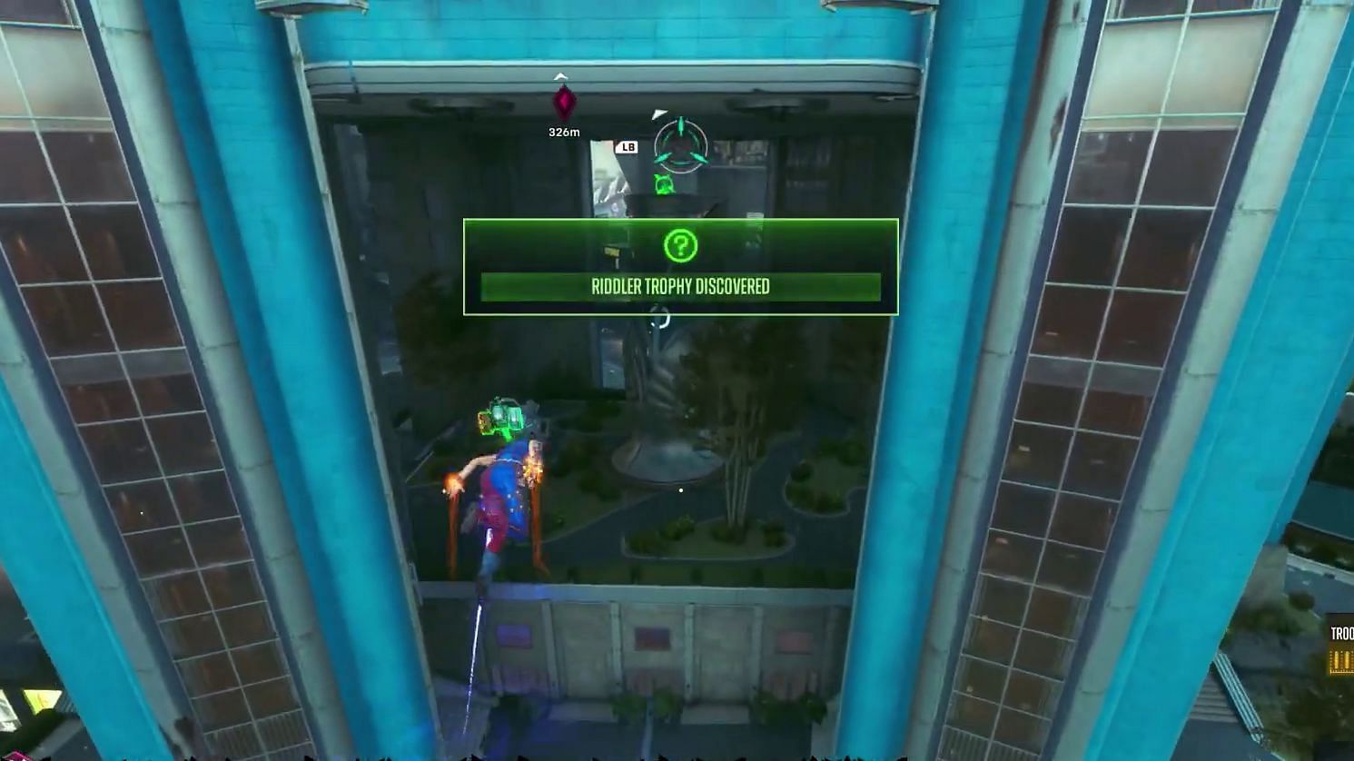 Spot 15 of Riddler Trophy in the Central Business District (Image via YouTube/Pixelz)