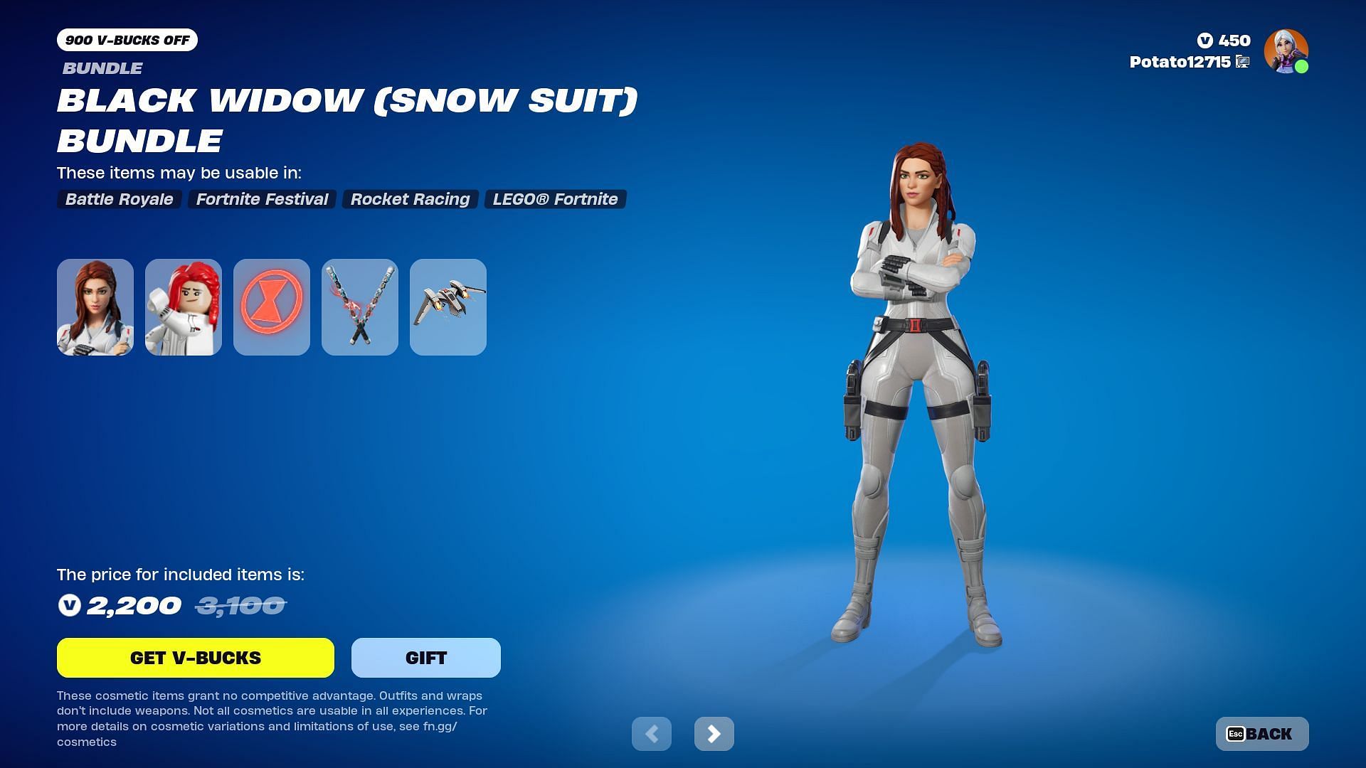 The Black Widow (Snow Suit) Bundle (Image via Epic Games)