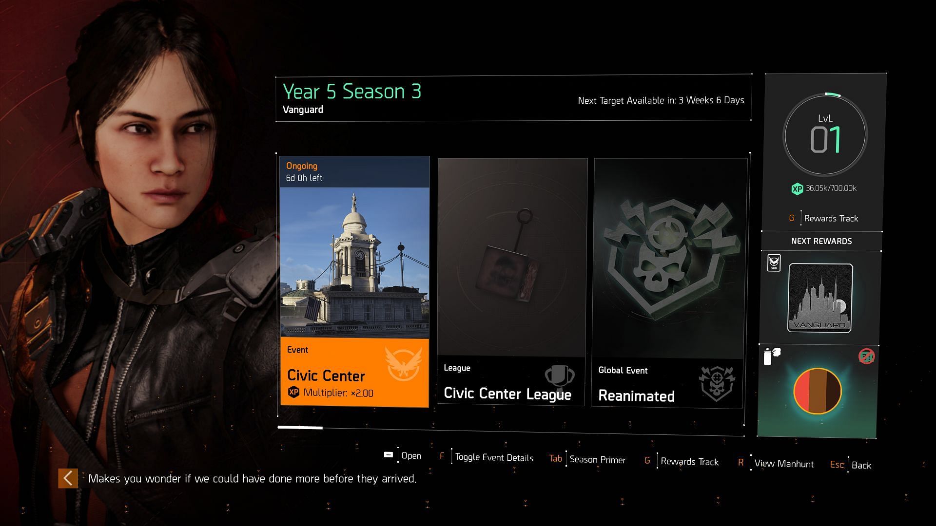 Seasonal page in The Division 2 (Image via Ubisoft)