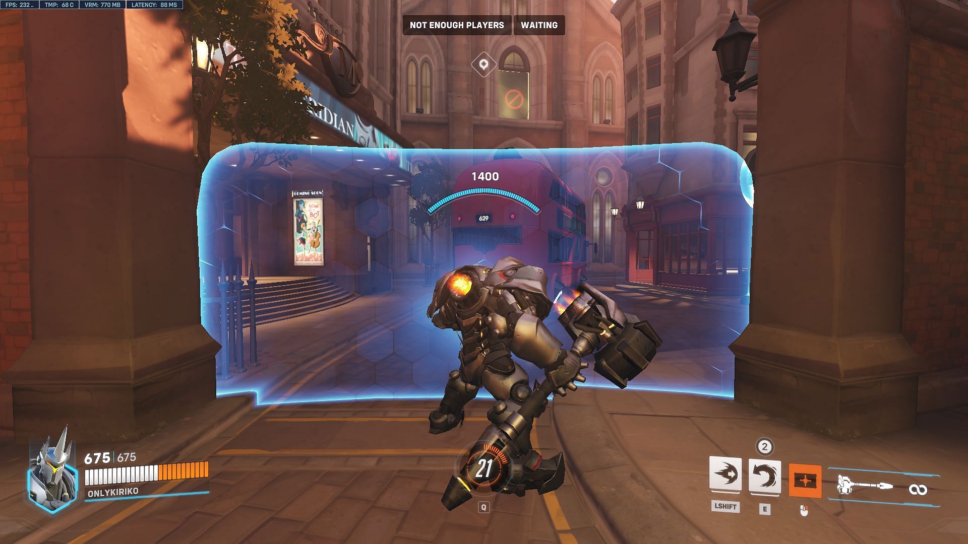 Reinhardt players can hold certain choke points with his shield (Image via Blizzard Entertainment)