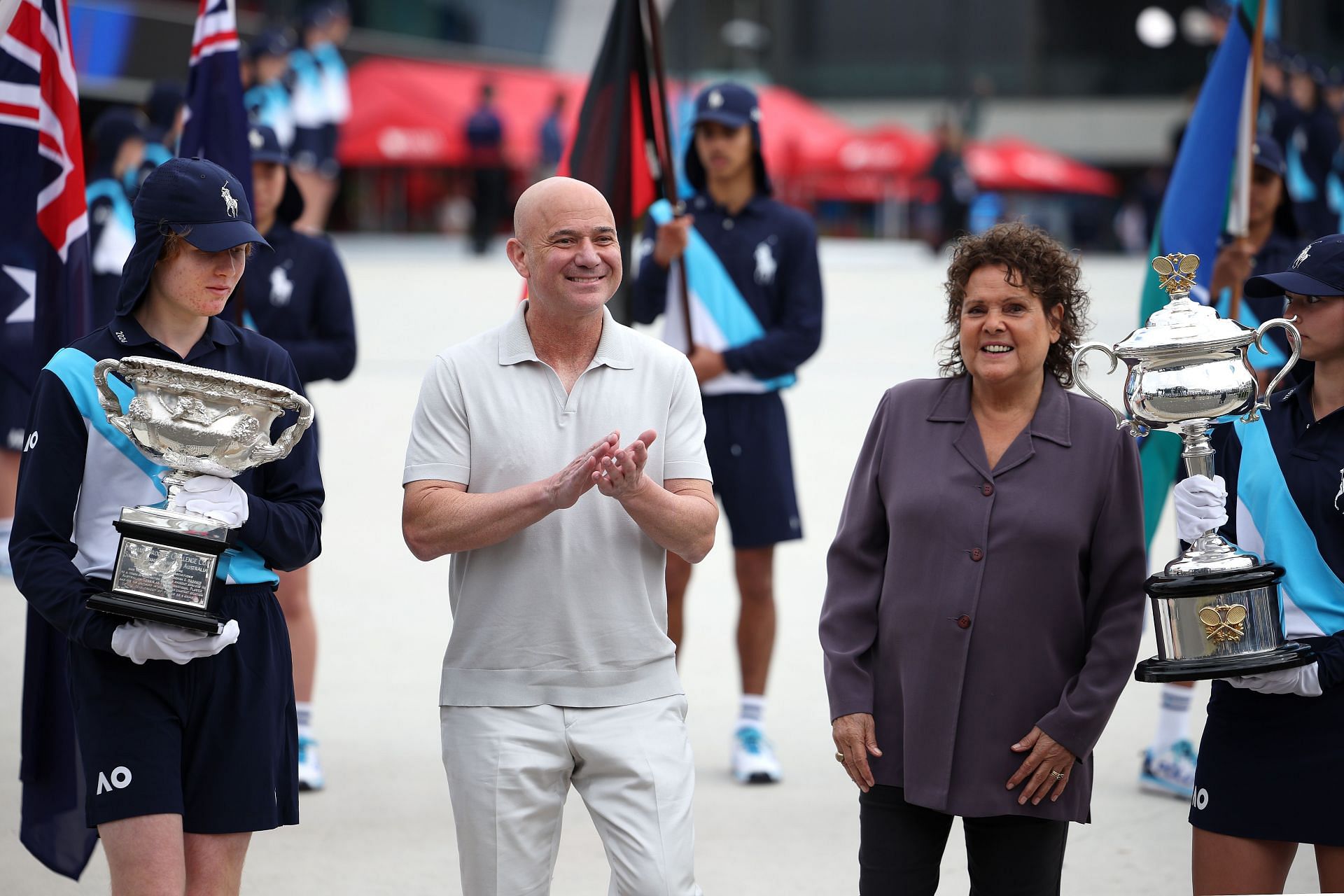 Andre Agassi with Evonne Goolagong Cawley at the 2024 Australian Open
