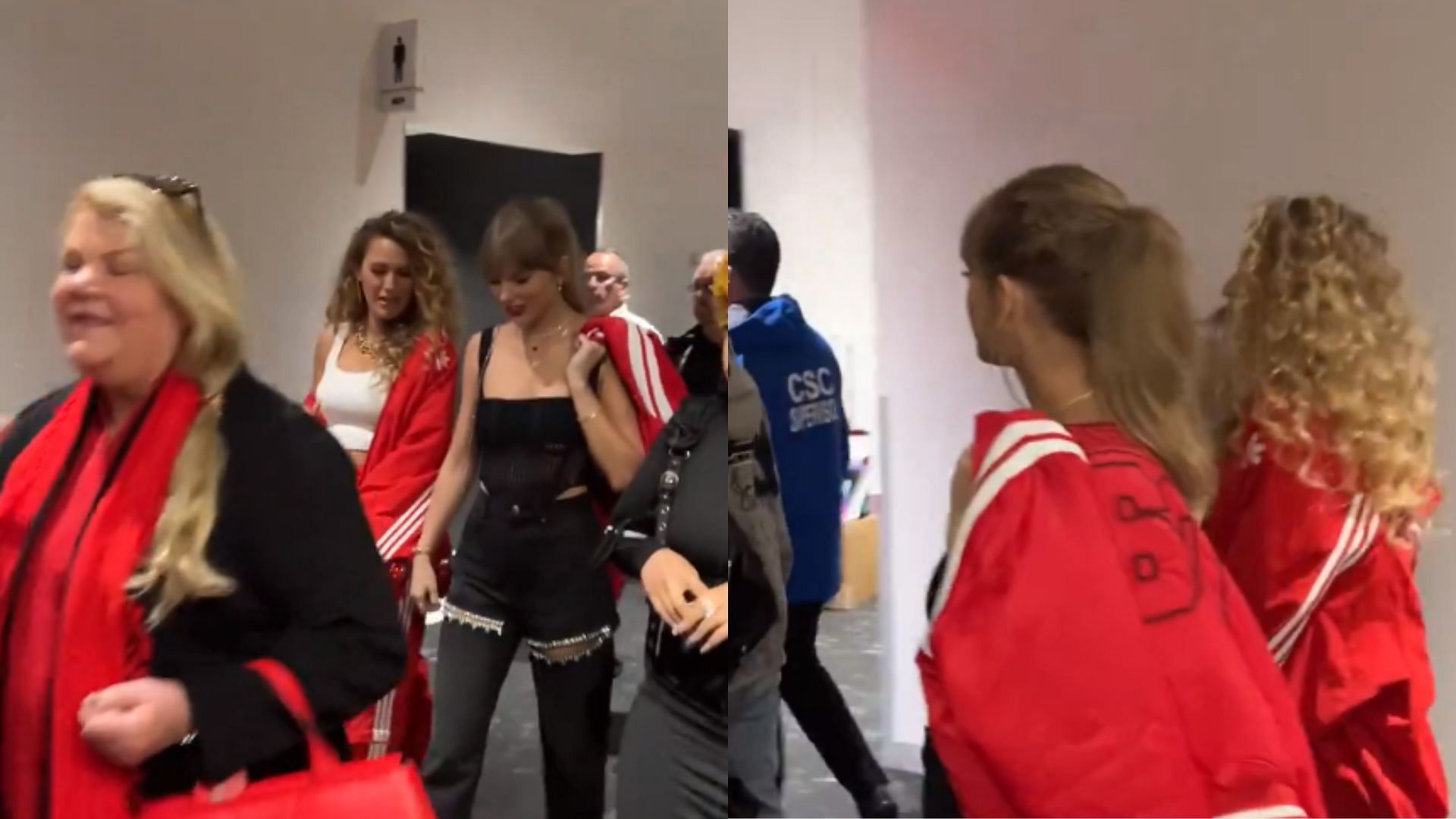 WATCH: Taylor Swift arrives to support Travis Kelce with Mama Swift, Blake Lively and Ice Spice in tow