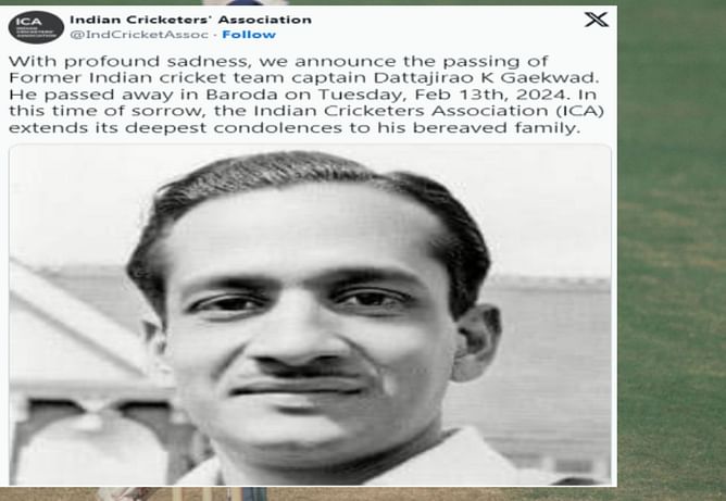 Former captain and India's oldest living Test cricketer since 2016 Dattajirao Gaekwad passes away aged 95