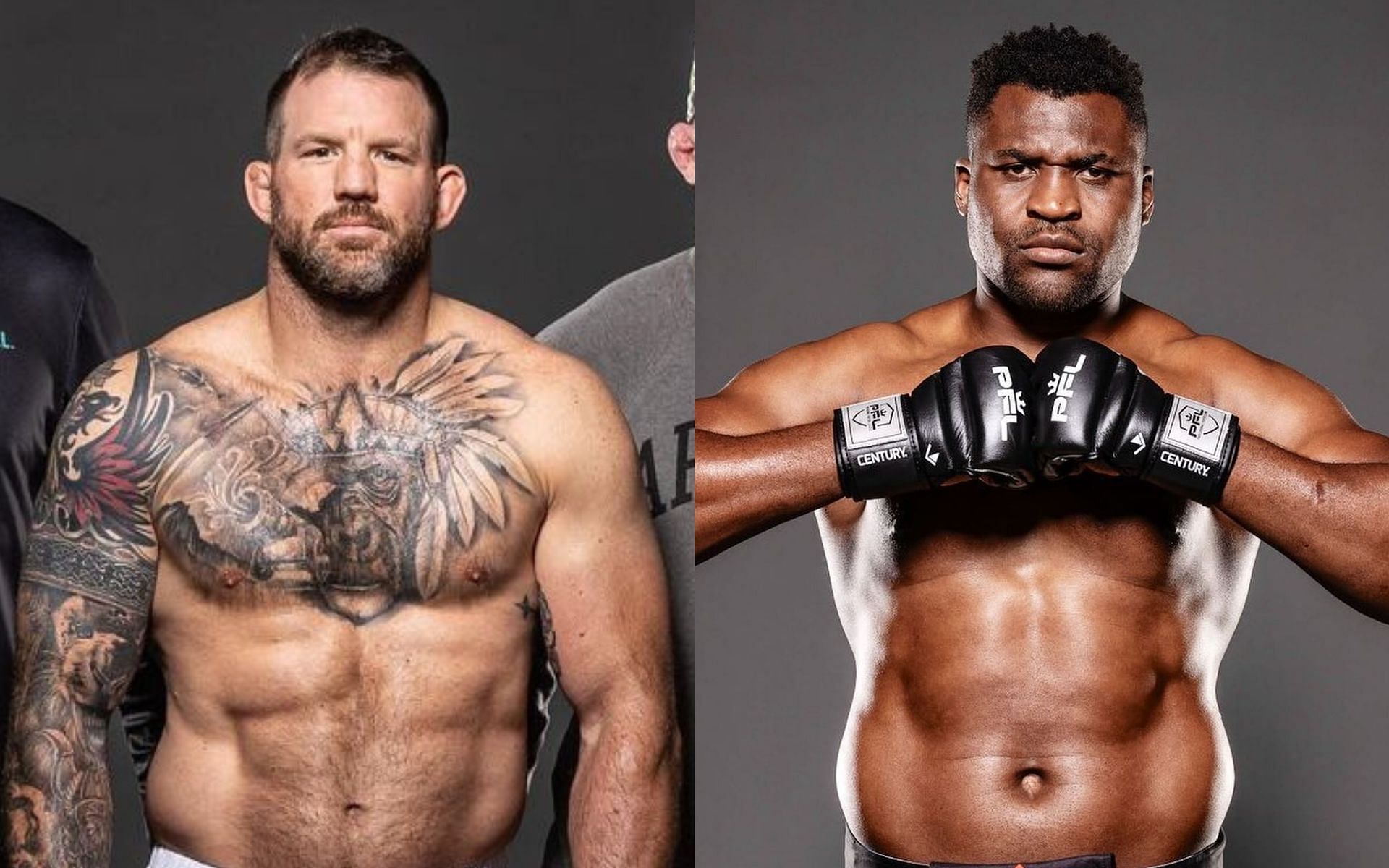 Ryan Bader (left) a risky opponent for Francis Ngannou (right) says former UFC star [Image courtesy @ryanbader and @francisngannou on Instagram]