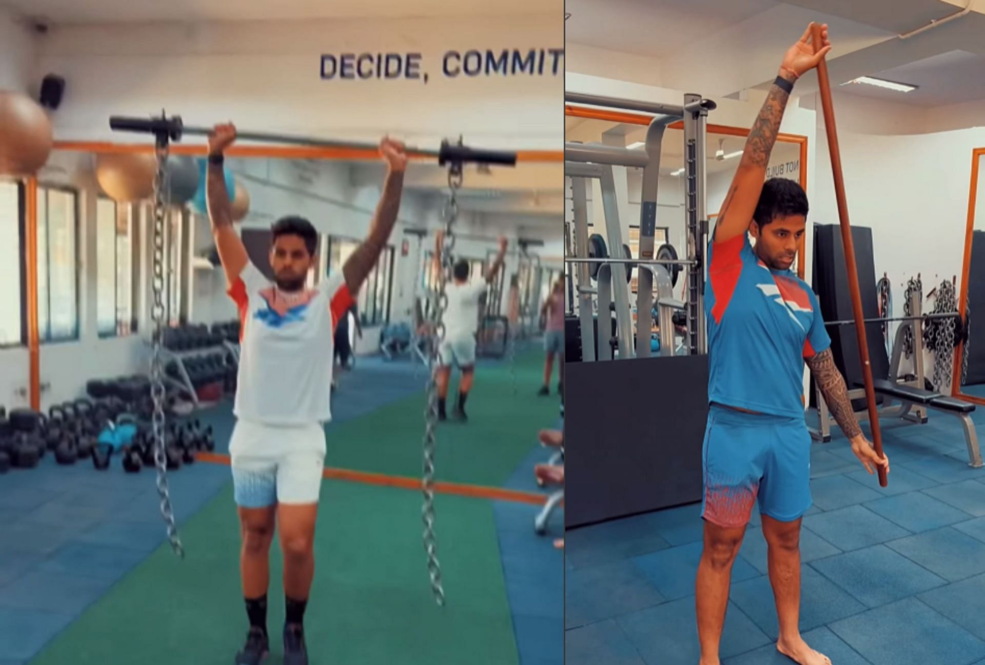 Suryakumar Yadav working out intensely in the gym. 
