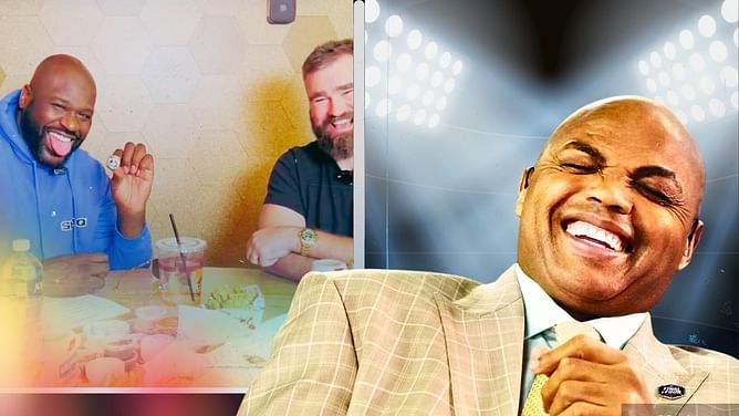 "You know what me & Jason have in common?" - Shaquille O'Neal bullies Charles Barkley by flashing Jason Kelce's Super Bowl ring