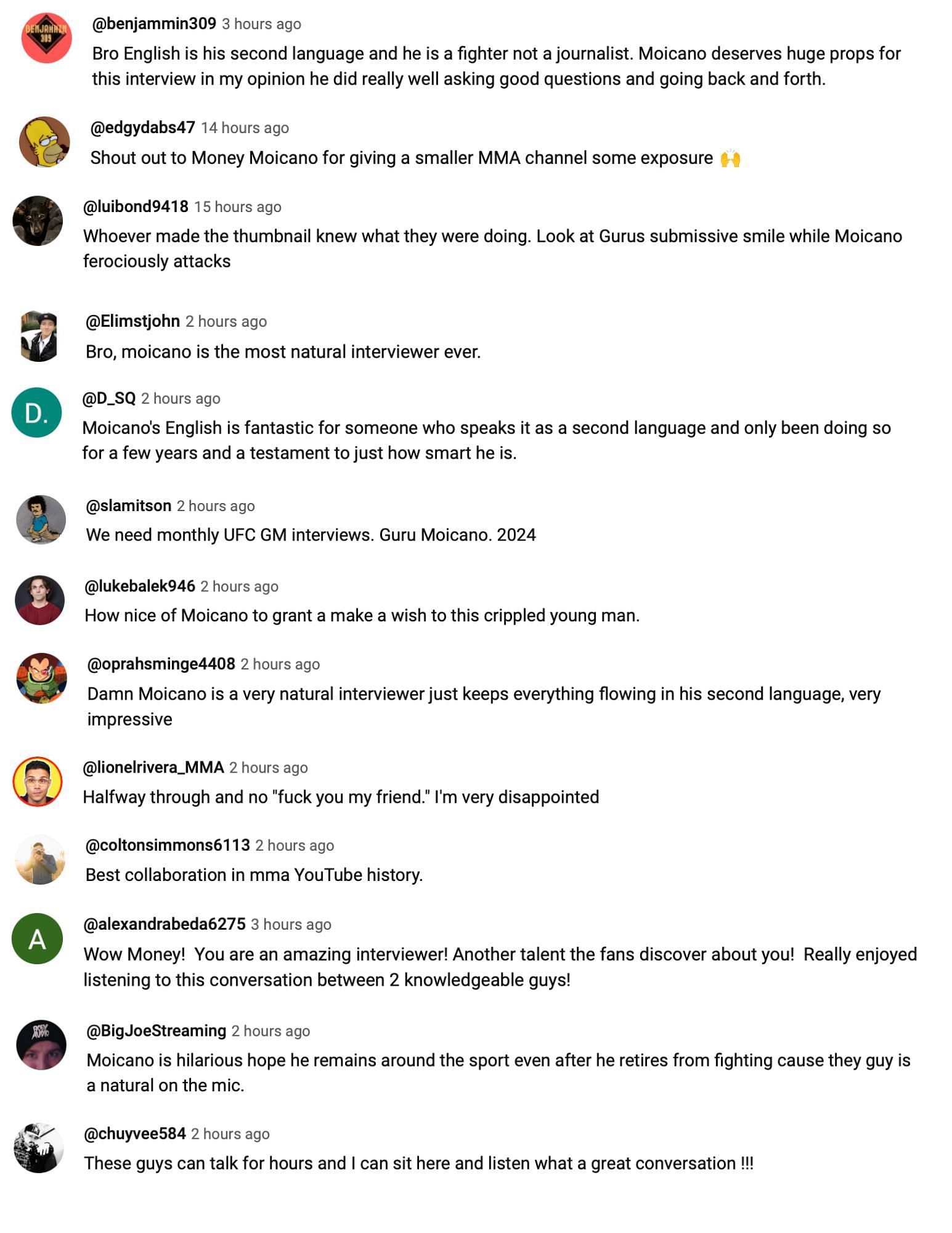 Fan reactions to Renato Moicano and the MMA Guru&#039;s conversation [via the Money Moicano YouTube channel]