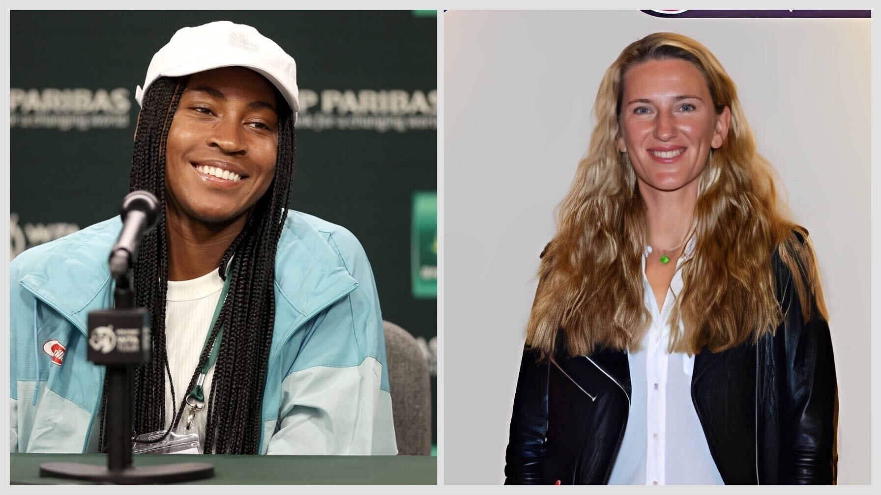 Coco Gauff (L) and Victoria Azarenka (R)