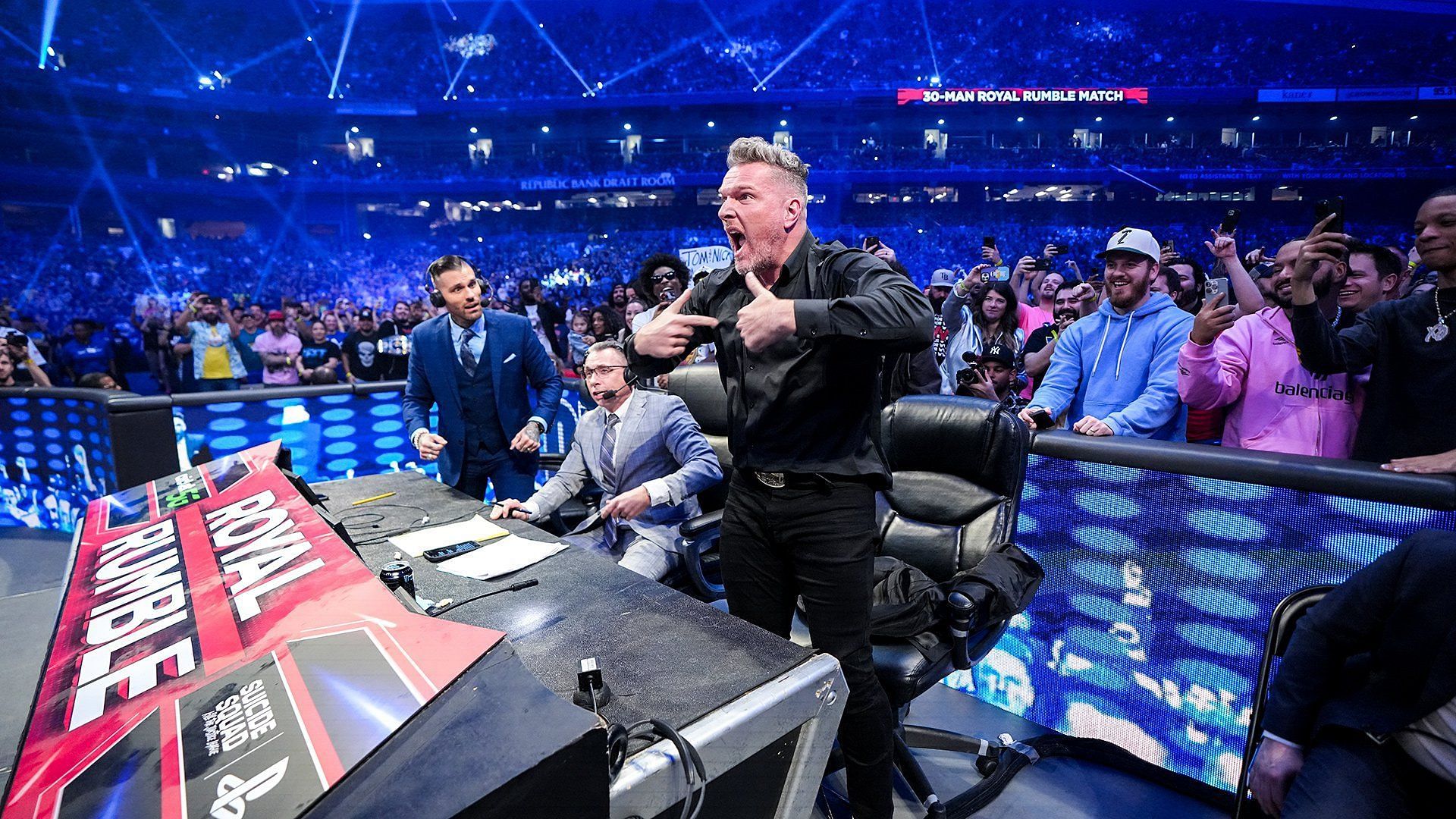 Pat McAfee riles up the WWE Universe at the Royal Rumble