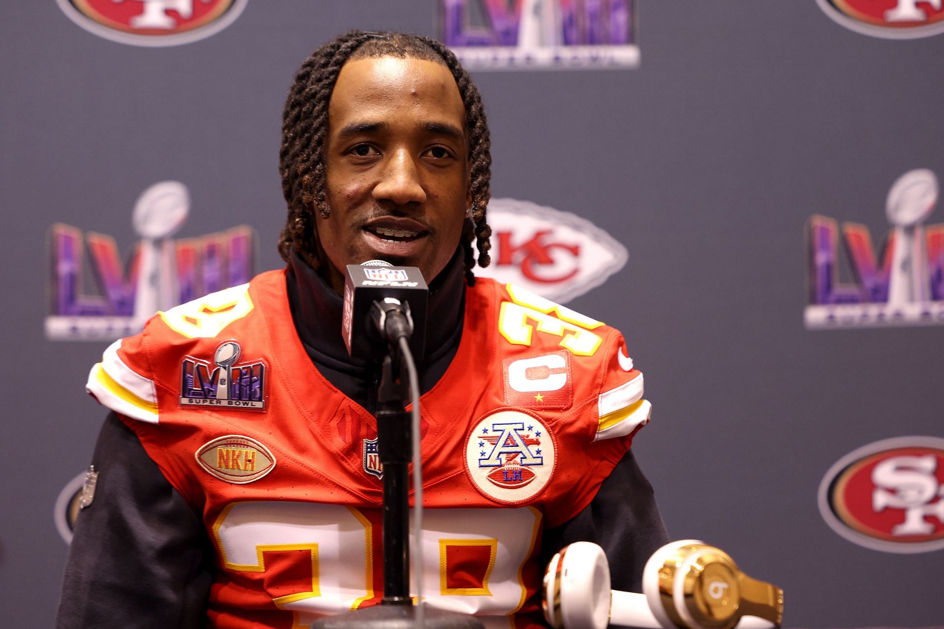 L&#039;Jarius Sneed: Super Bowl LVIII - Kansas City Chiefs Media Availability