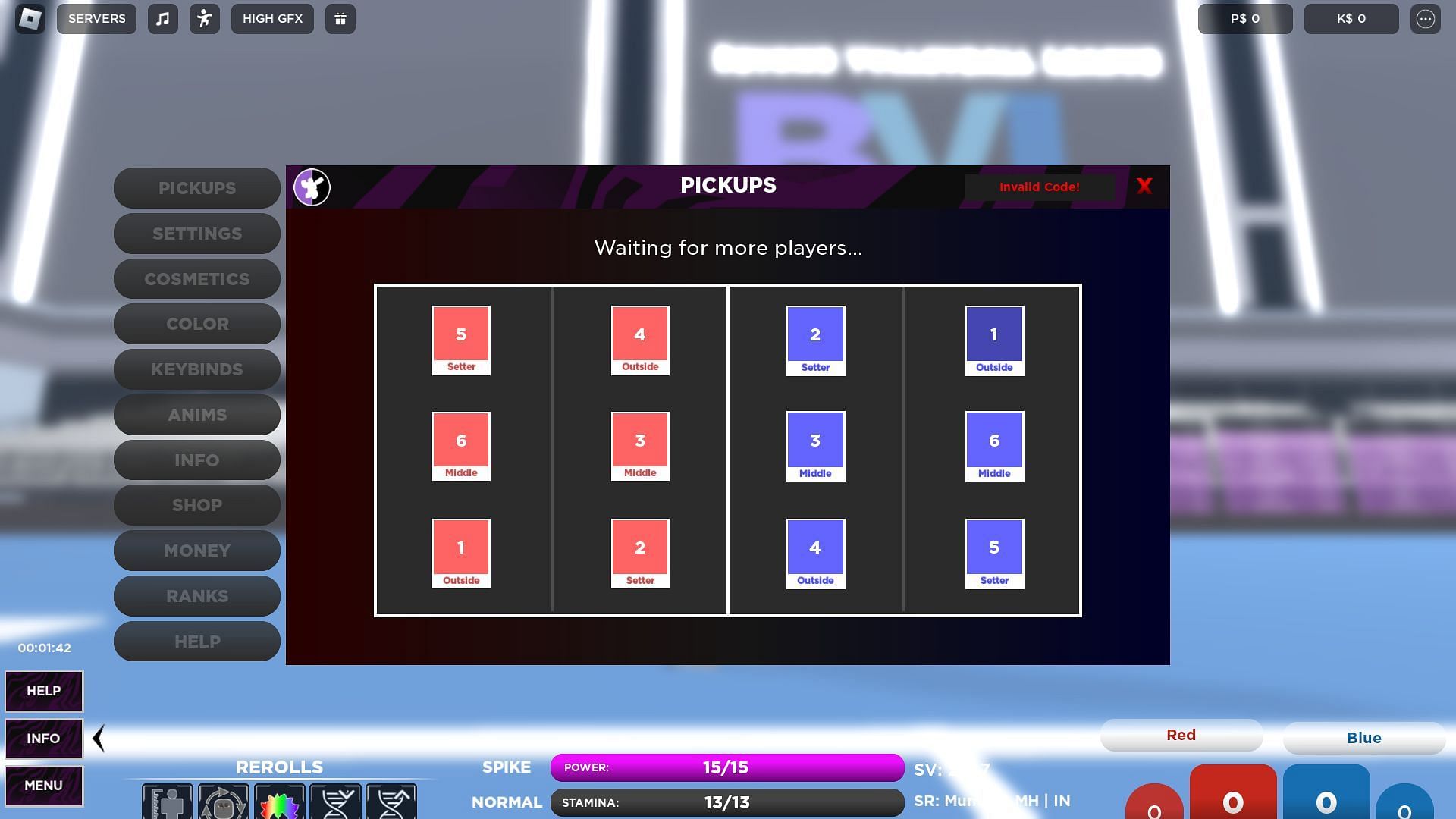 Troubleshooting codes for Beyond Volleyball League (Image via Roblox)