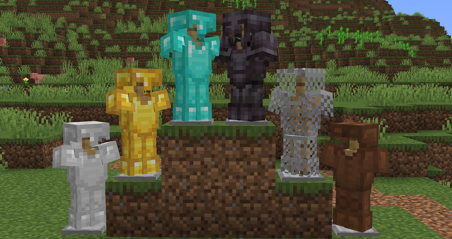 The different armor sets in Minecraft (Image via Mojang)