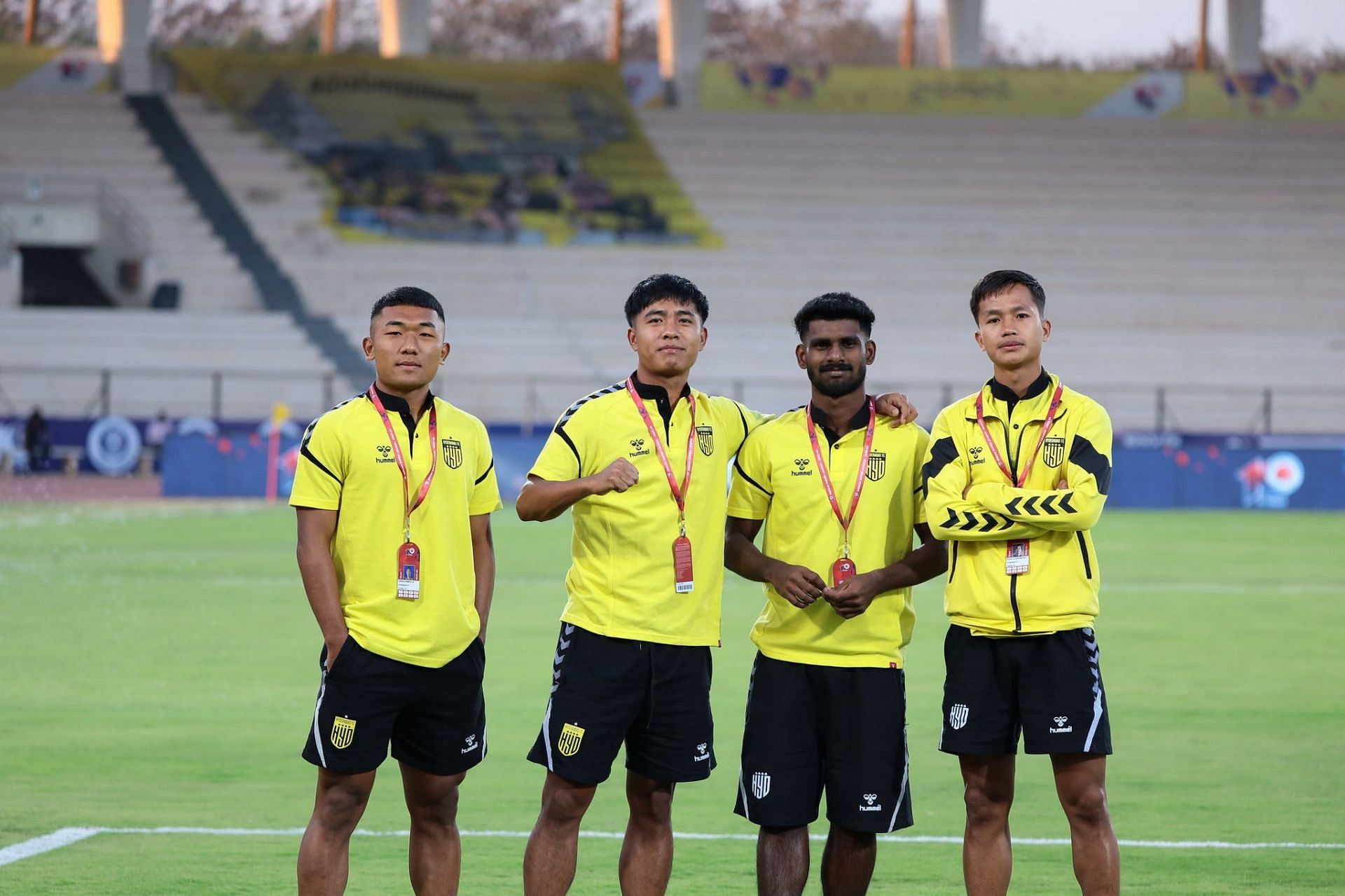 Jeremy (extreme left) is only among a group of youngsters promoted from the Reserves by Hyderabad FC.