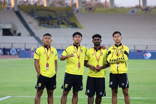 Jeremy (extreme left) is only among a group of youngsters promoted from the Reserves by Hyderabad FC.