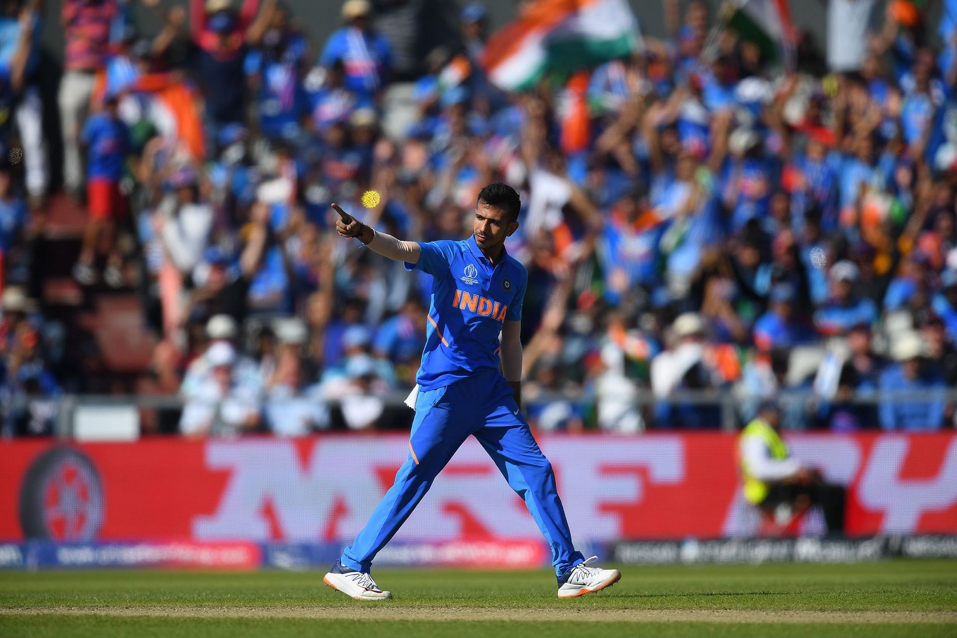 Chahal celebrates: West Indies v India - ICC Cricket World Cup 2019
