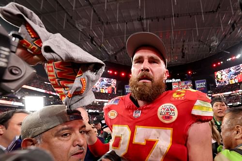 Travis Kelce at Super Bowl LVIII - San Francisco 49ers v Kansas City Chiefs