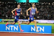 Jakob Ingebrigtsen of Team Norway and Josh Kerr of Team Great Britain compete in the Men's 1500m Final during the 2023 World Athletics Championships at the National Athletics Centre in Budapest, Hungary.