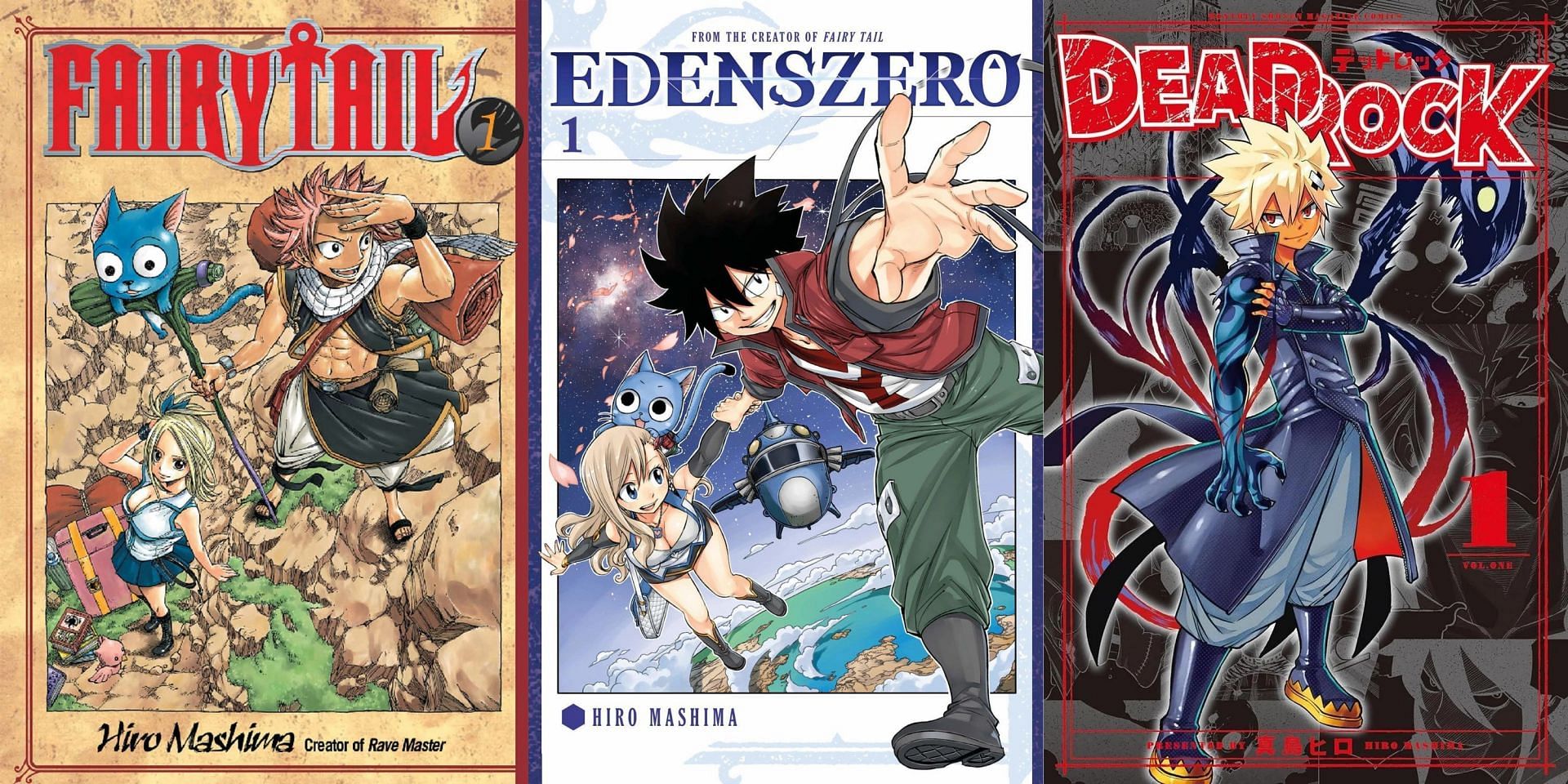 Fairy Tail, Edens Zero, and Dead Rock manga covers (Image via Shueisha)