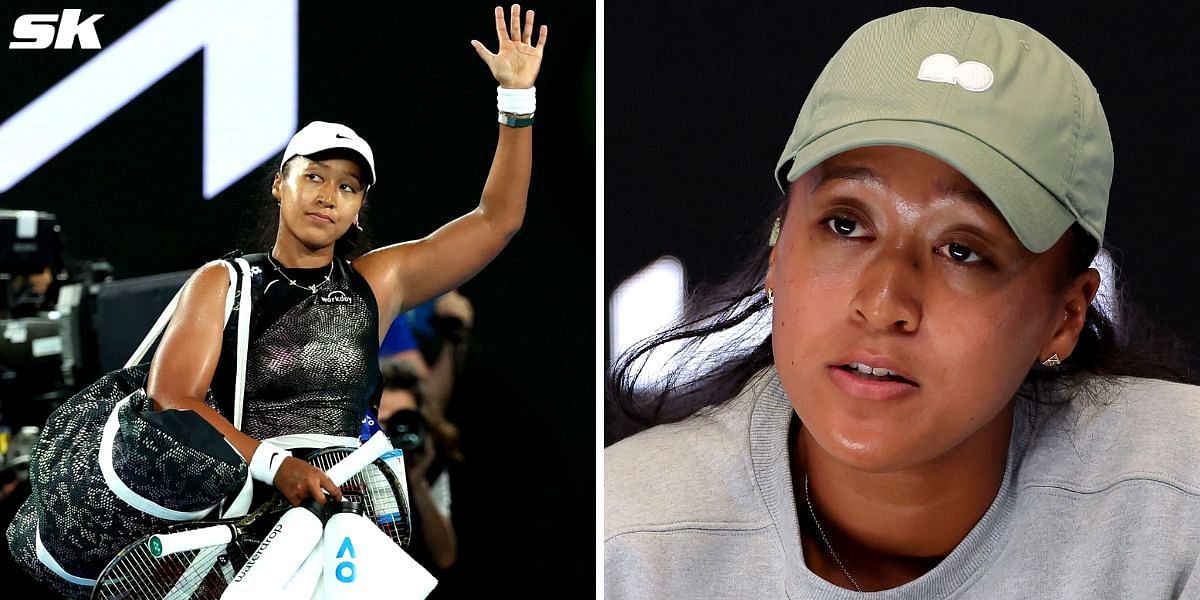 Naomi Osaka addresses a press conference (R)