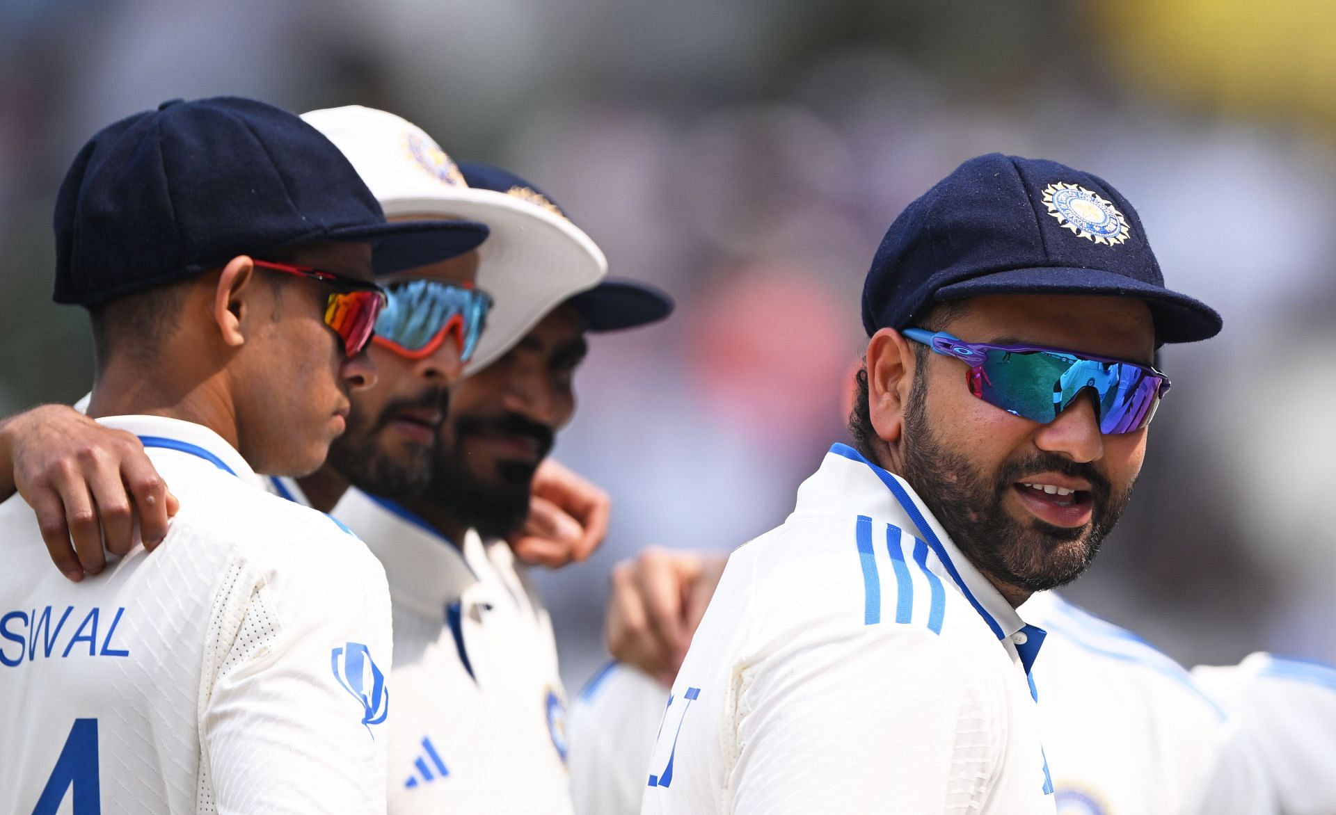 Rohit Sharma and his teammates look on: India v England - 2nd Test Match: Day Two
