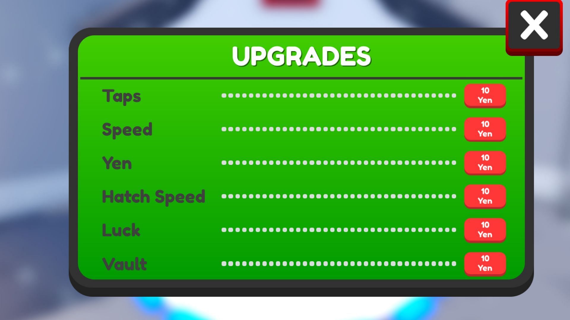 Anime Tappers Upgrades (Image via Roblox)
