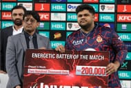 Azam Khan receiving an award (Image Courtesy: X/Pakistan Super League)