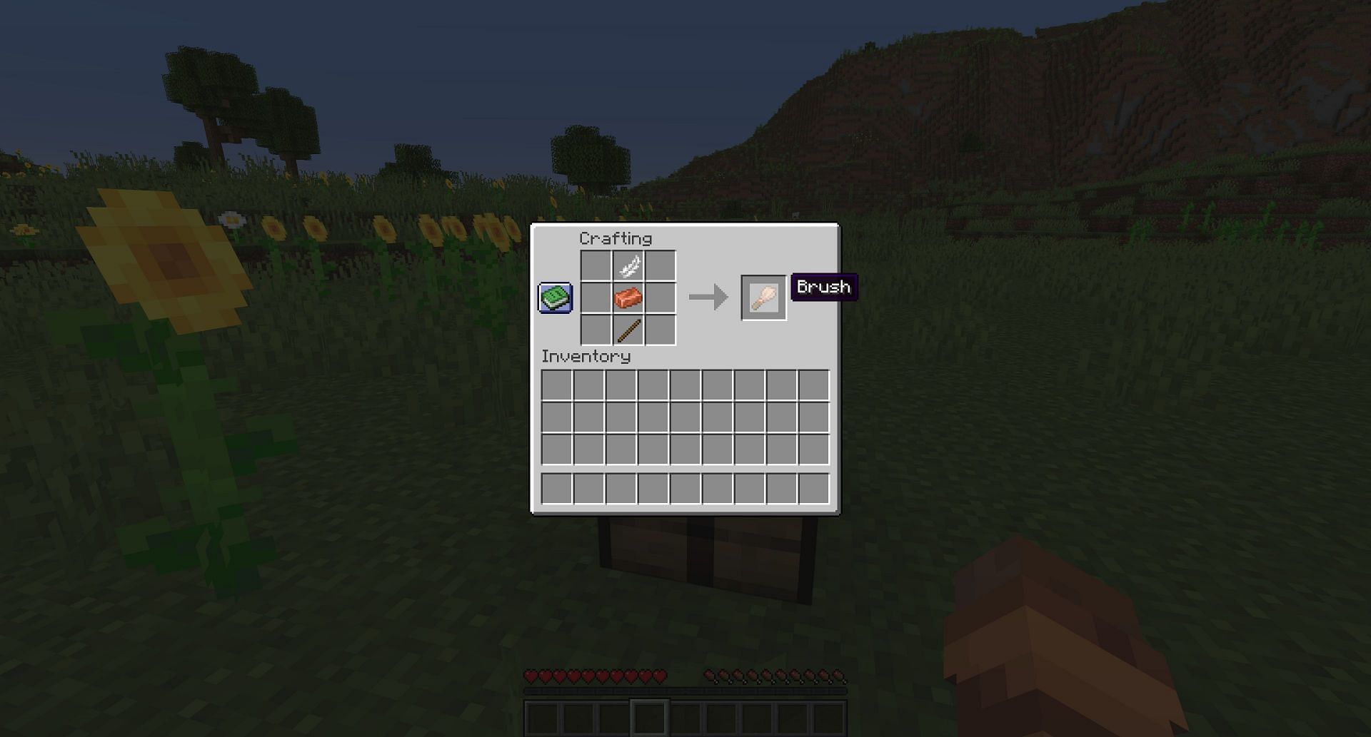 The crafting recipe for a brush (Image via Mojang)