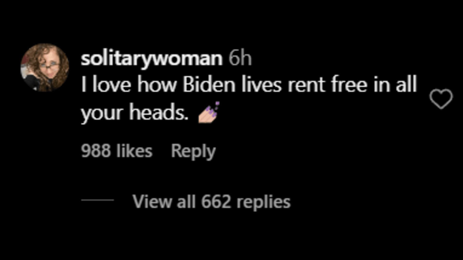 A netizen takes a dig at Trump. (Image via Instagram/solitarywoman)
