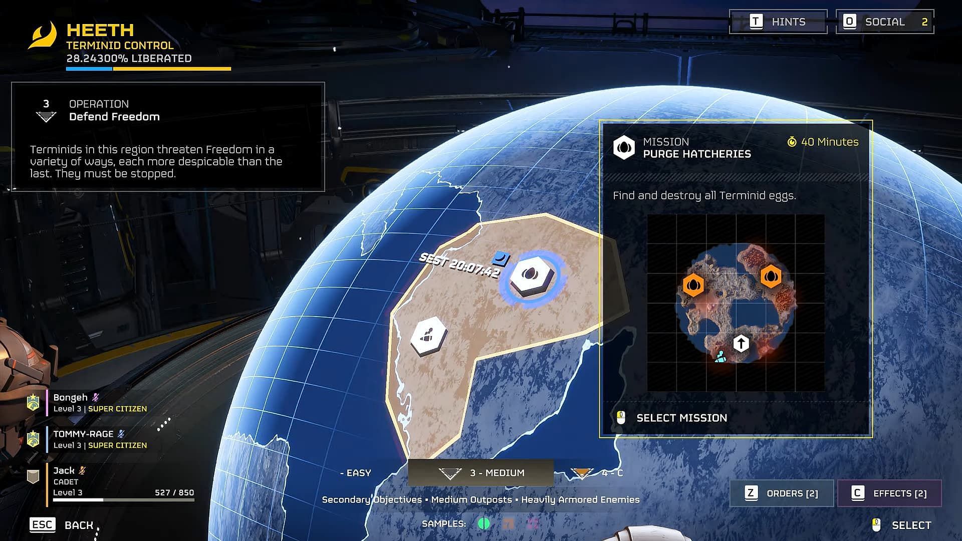 Exploring planets in Helldivers 2 (Image via Arrowhead Game Studios)